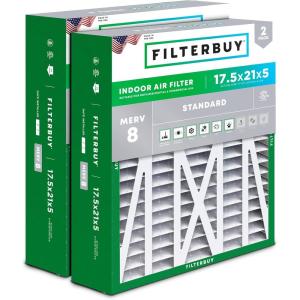 imageFilterbuy 145x27x5 Air Filter MERV 8 Dust Defense 2Pack Pleated HVAC AC Furnace Air Filters for Trane American Standard Honeywell and Accumulair Actual Size 1406 x 2613 x 497 Inches175x21x5