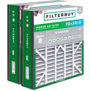 imageFilterbuy 145x27x5 Air Filter MERV 8 Dust Defense 2Pack Pleated HVAC AC Furnace Air Filters for Trane American Standard Honeywell and Accumulair Actual Size 1406 x 2613 x 497 Inches20x20x5 Actual 1963 x 2063 x 488