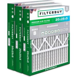 imageFilterbuy 145x27x5 Air Filter MERV 8 Dust Defense 3Pack Pleated HVAC AC Furnace Air Filters for Trane American Standard Honeywell and Accumulair Actual Size 1406 x 2613 x 497 Inches20x25x5 Actual 1988 x 2475 x 438