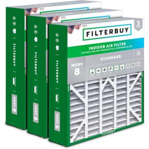 imageFilterbuy 145x27x5 Air Filter MERV 8 Dust Defense 3Pack Pleated HVAC AC Furnace Air Filters for Trane American Standard Honeywell and Accumulair Actual Size 1406 x 2613 x 497 Inches20x25x6