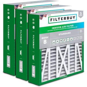 imageFilterbuy 145x27x5 Air Filter MERV 8 Dust Defense 3Pack Pleated HVAC AC Furnace Air Filters for Trane American Standard Honeywell and Accumulair Actual Size 1406 x 2613 x 497 Inches20x23x5