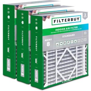 imageFilterbuy 145x27x5 Air Filter MERV 8 Dust Defense 3Pack Pleated HVAC AC Furnace Air Filters for Trane American Standard Honeywell and Accumulair Actual Size 1406 x 2613 x 497 Inches24x25x5