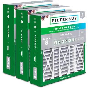imageFilterbuy 145x27x5 Air Filter MERV 8 Dust Defense 3Pack Pleated HVAC AC Furnace Air Filters for Trane American Standard Honeywell and Accumulair Actual Size 1406 x 2613 x 497 Inches20x2525x35