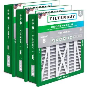 imageFilterbuy 145x27x5 Air Filter MERV 8 Dust Defense 3Pack Pleated HVAC AC Furnace Air Filters for Trane American Standard Honeywell and Accumulair Actual Size 1406 x 2613 x 497 Inches24x24x5
