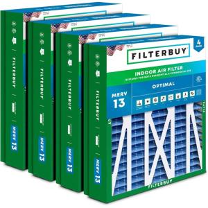 imageFilterbuy 175x27x5 Air Filter MERV 13 Optimal Defense 4Pack Pleated HVAC AC Furnace Air Filters Replacement for Trane Perfect Fit ampamp American Standard Actual Size 1713 x 2613 x 497 Inches21x235x5