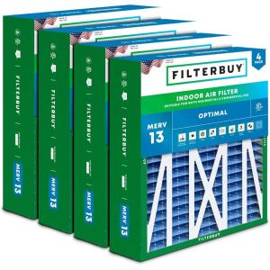 imageFilterbuy 175x27x5 Air Filter MERV 13 Optimal Defense 4Pack Pleated HVAC AC Furnace Air Filters Replacement for Trane Perfect Fit ampamp American Standard Actual Size 1713 x 2613 x 497 Inches175x21x5