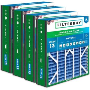imageFilterbuy 175x27x5 Air Filter MERV 13 Optimal Defense 4Pack Pleated HVAC AC Furnace Air Filters Replacement for Trane Perfect Fit ampamp American Standard Actual Size 1713 x 2613 x 497 Inches20x20x5 Actual 1963 x 2063 x 488