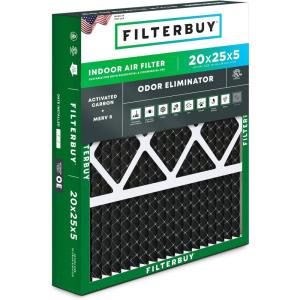 imageFilterbuy 20x25x6 Air Filter MERV 8 Odor Eliminator 1Pack Pleated HVAC AC Furnace Air Filters wActivated Carbon for Aprilaire SpaceGard ampamp Lennox Actual Size 1975 x 2425 x 600 Inches20x25x5 Actual 1988 x 2475 x 438