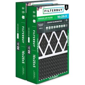 imageFilterbuy 20x25x6 Air Filter MERV 8 Odor Eliminator 2Pack Pleated HVAC AC Furnace Air Filters wActivated Carbon for Aprilaire SpaceGard ampamp Lennox Actual Size 1975 x 2425 x 600 Inches16x25x5 Actual 1575 x 2475 x 438