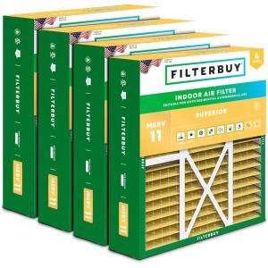 imageFilterbuy 21x215x5 Air Filter MERV 11 Allergen Defense 4Pack Pleated HVAC AC Furnace Air Filters Replacement for Trane Perfect Fit ampamp American Standard Actual Size 2000 x 2109 x 497 Inches22x24x5