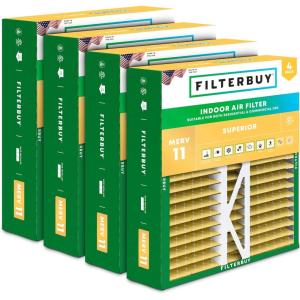 imageFilterbuy 21x215x5 Air Filter MERV 11 Allergen Defense 4Pack Pleated HVAC AC Furnace Air Filters Replacement for Trane Perfect Fit ampamp American Standard Actual Size 2000 x 2109 x 497 Inches16x22x5