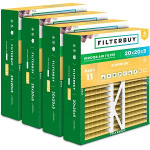 imageFilterbuy 21x215x5 Air Filter MERV 11 Allergen Defense 4Pack Pleated HVAC AC Furnace Air Filters Replacement for Trane Perfect Fit ampamp American Standard Actual Size 2000 x 2109 x 497 Inches20x20x5 Actual 1963 x 1988 x 438