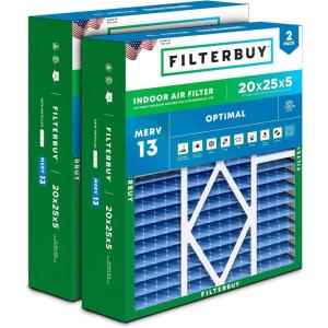 imageFilterbuy 21x235x5 Air Filter MERV 13 Optimal Defense 2Pack Pleated HVAC AC Furnace Air Filters Replacement for Trane Perfect Fit ampamp American Standard Actual Size 2000 x 2309 x 497 Inches20x25x5 Actual 2019 x 2531 x 525