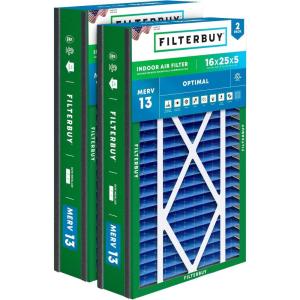 imageFilterbuy 21x235x5 Air Filter MERV 13 Optimal Defense 2Pack Pleated HVAC AC Furnace Air Filters Replacement for Trane Perfect Fit ampamp American Standard Actual Size 2000 x 2309 x 497 Inches16x25x5 Actual 1563 x 2413 x 488