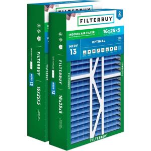 imageFilterbuy 21x235x5 Air Filter MERV 13 Optimal Defense 2Pack Pleated HVAC AC Furnace Air Filters Replacement for Trane Perfect Fit ampamp American Standard Actual Size 2000 x 2309 x 497 Inches16x25x5 Actual 1538 x 2550 x 525