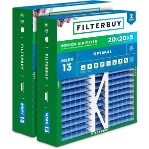 imageFilterbuy 21x235x5 Air Filter MERV 13 Optimal Defense 2Pack Pleated HVAC AC Furnace Air Filters Replacement for Trane Perfect Fit ampamp American Standard Actual Size 2000 x 2309 x 497 Inches20x20x5 Actual 1963 x 1988 x 438