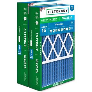 imageFilterbuy 21x235x5 Air Filter MERV 13 Optimal Defense 2Pack Pleated HVAC AC Furnace Air Filters Replacement for Trane Perfect Fit ampamp American Standard Actual Size 2000 x 2309 x 497 Inches16x25x5 Actual 1575 x 2475 x 438