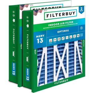 imageFilterbuy 21x235x5 Air Filter MERV 13 Optimal Defense 2Pack Pleated HVAC AC Furnace Air Filters Replacement for Trane Perfect Fit ampamp American Standard Actual Size 2000 x 2309 x 497 Inches24x24x5