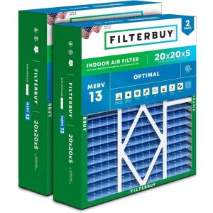 imageFilterbuy 21x235x5 Air Filter MERV 13 Optimal Defense 2Pack Pleated HVAC AC Furnace Air Filters Replacement for Trane Perfect Fit ampamp American Standard Actual Size 2000 x 2309 x 497 Inches20x20x5 Actual 2025 x 2075 x 525