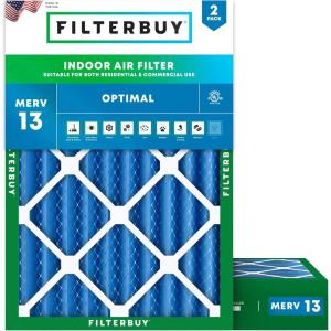 imageFilterbuy 10x14x4 Air Filter MERV 13 Optimal Defense 2Pack Pleated HVAC AC Furnace Air Filters Replacement Actual Size 950 x 1350 x 363 Inches