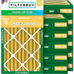 imageFilterbuy 10x30x4 Air Filter MERV 11 Allergen Defense 12Pack Pleated HVAC AC Furnace Air Filters Replacement Actual Size 950 x 2950 x 363 Inches