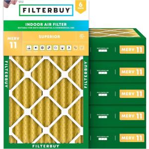 imageFilterbuy 10x30x4 Air Filter MERV 11 Allergen Defense 6Pack Pleated HVAC AC Furnace Air Filters Replacement Actual Size 950 x 2950 x 363 Inches