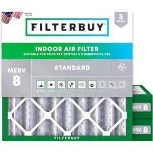imageFilterbuy 10x10x4 Air Filter MERV 8 MPR 700 Dust Defense Replacement 3Pack Electrostatic Pleated HVAC AC Furnace Filters Made in USA Actual Size 950 x 950 x 363
