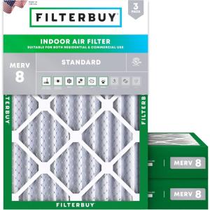 imageFilterbuy 10x16x4 Air Filter MERV 8 MPR 700 Dust Defense Replacement 3Pack Electrostatic Pleated HVAC AC Furnace Filters Made in USA Actual Size 950 x 1550 x 363