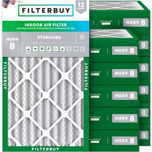 imageFilterbuy 10x24x4 Air Filter MERV 8 MPR 700 Dust Defense Replacement 12Pack Electrostatic Pleated HVAC AC Furnace Filters Made in USA Actual Size 950 x 2350 x 363