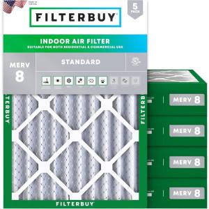 imageFilterbuy 16x215x4 Air Filter MERV 8 MPR 700 Dust Defense Replacement 5Pack Electrostatic Pleated HVAC AC Furnace Filters Made in USA Actual Size 1600 x 2150 x 363