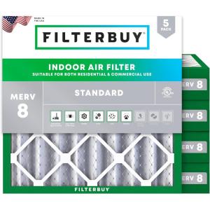 imageFilterbuy 1725x1725x4 Air Filter MERV 8 MPR 700 Dust Defense Replacement 5Pack Electrostatic Pleated HVAC AC Furnace Filters Made in USA Actual Size 1725 x 1725 x 363