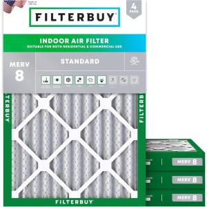 imageFilterbuy 10x15x2 Air Filter MERV 8 MPR 700 Dust Defense Replacement 4Pack Electrostatic Pleated HVAC AC Furnace Filters Made in USA Actual Size 950 x 1450 x 175