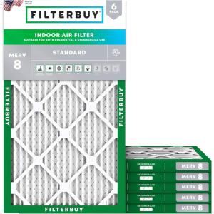 imageFilterbuy 10x28x1 Air Filter MERV 8 MPR 700 Dust Defense Replacement 6Pack Electrostatic Pleated HVAC AC Furnace Filters Made in USA Actual Size 950 x 2750 x 075
