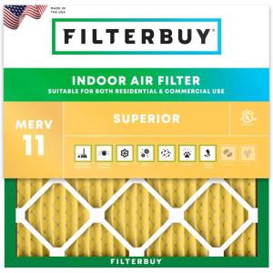 imageFilterbuy 115x115x1 Air Filter MERV 11 MPR 1200 Allergen Defense Replacement 1Pack Electrostatic Pleated HVAC AC Furnace Filters Made in USA Actual Size 1150 x 1150 x 075