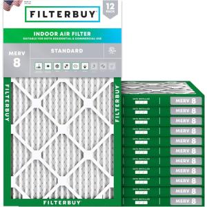 imageFilterbuy 12x265x1 Air Filter MERV 8 MPR 700 Dust Defense Replacement 12Pack Electrostatic Pleated HVAC AC Furnace Filters Made in USA Actual Size 1200 x 2650 x 075