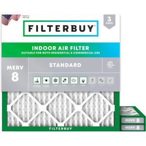 imageFilterbuy 1525x1525x1 Air Filter MERV 8 MPR 700 Dust Defense Replacement 3Pack Electrostatic Pleated HVAC AC Furnace Filters Made in USA Actual Size 1525 x 1525 x 075