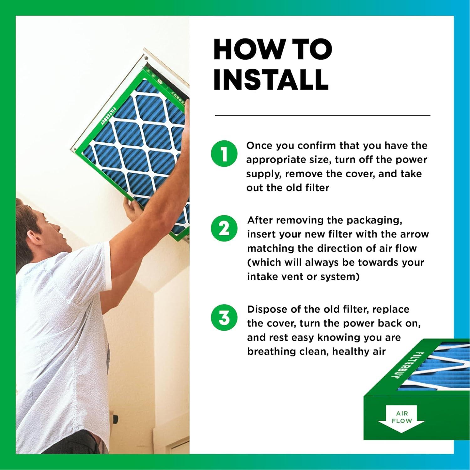 imageFilterbuy 12x26x1 Air Filter MERV 13 MPR 1900 Health Defense Replacement 12Pack Electrostatic Pleated HVAC AC Furnace Filters Made in USA Actual Size 1150 x 2550 x 075