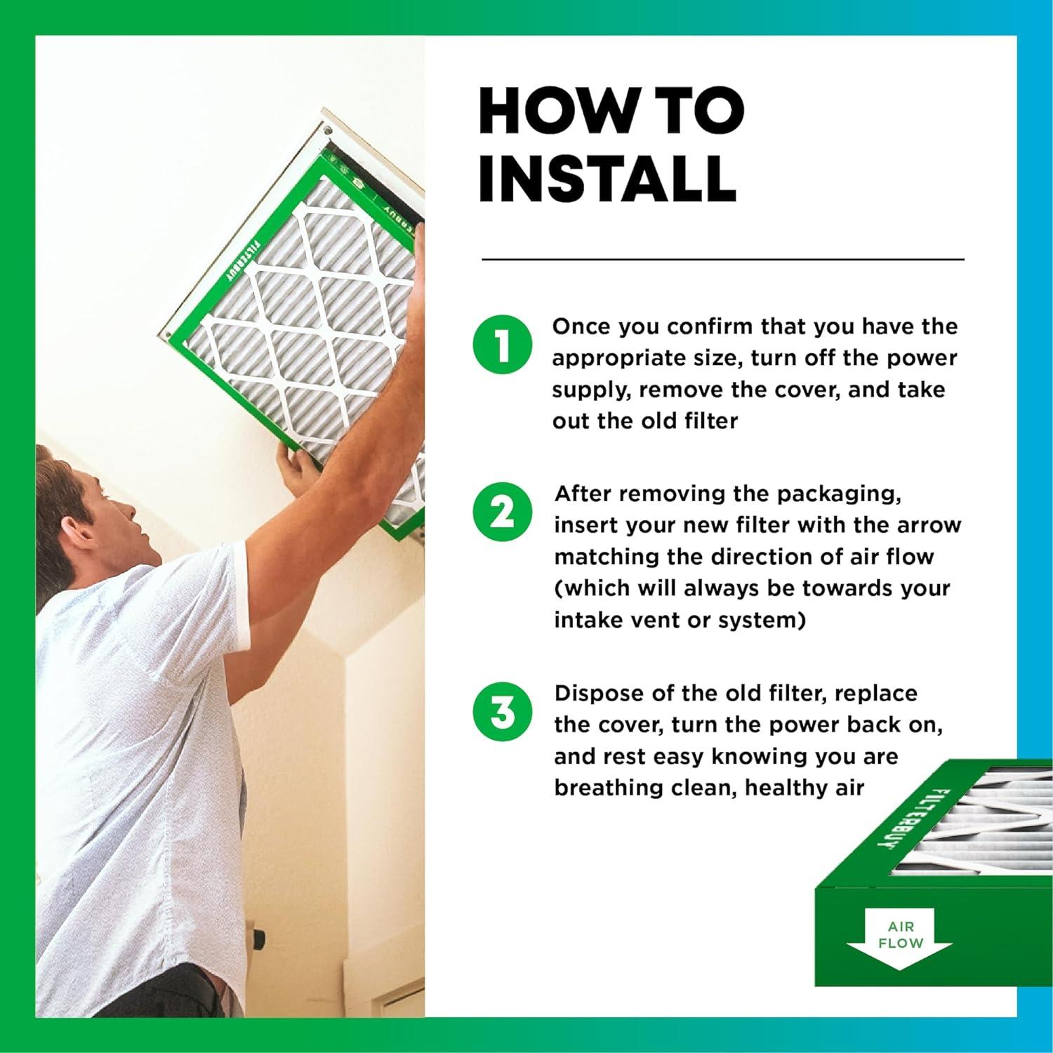 imageFilterbuy 12x36x2 Air Filter MERV 8 MPR 700 Dust Defense Replacement 2Pack Electrostatic Pleated HVAC AC Furnace Filters Made in USA Actual Size 1150 x 3550 x 175