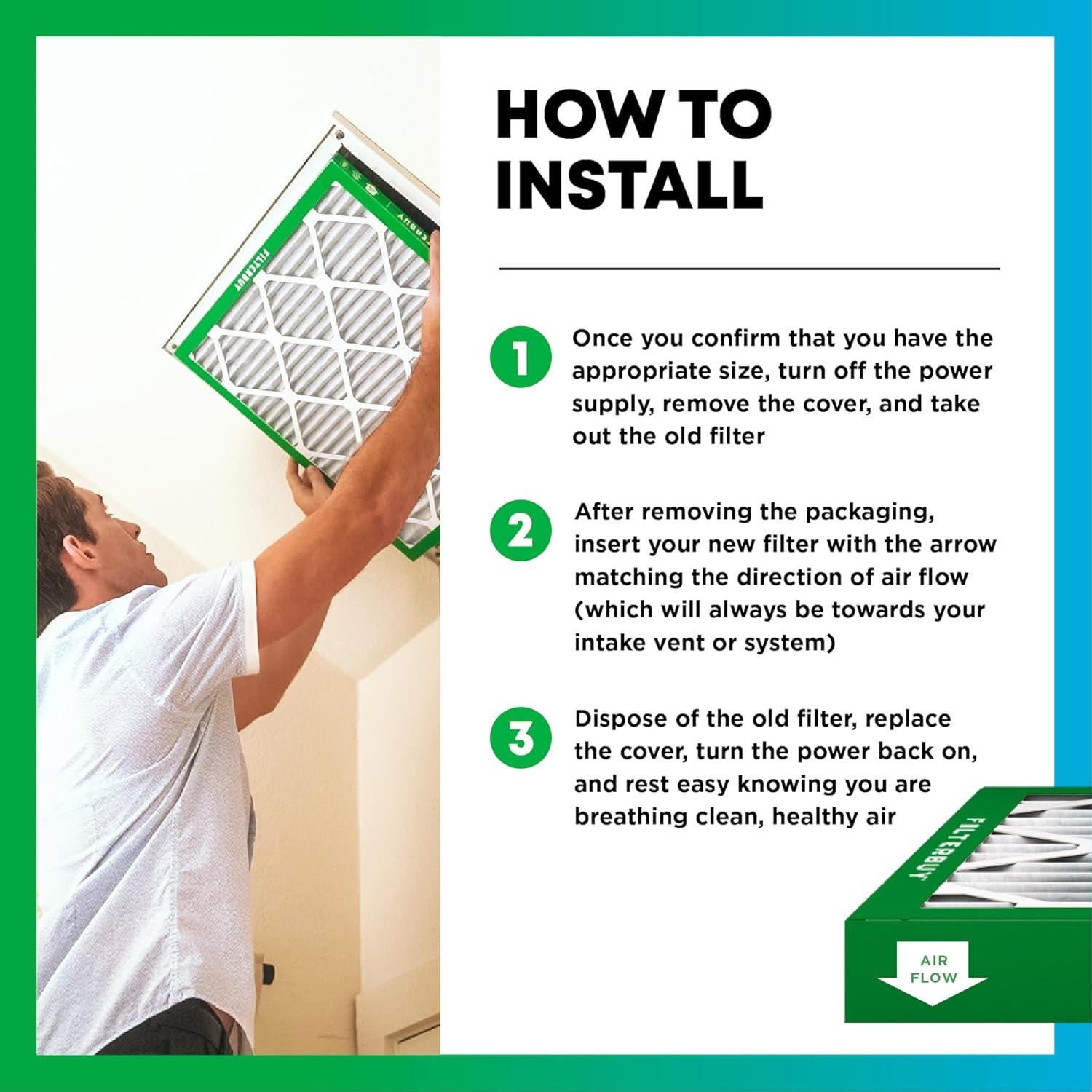 imageFilterbuy 13x18x2 Air Filter MERV 8 MPR 700 Dust Defense Replacement 1Pack Electrostatic Pleated HVAC AC Furnace Filters Made in USA Actual Size 1300 x 1800 x 175