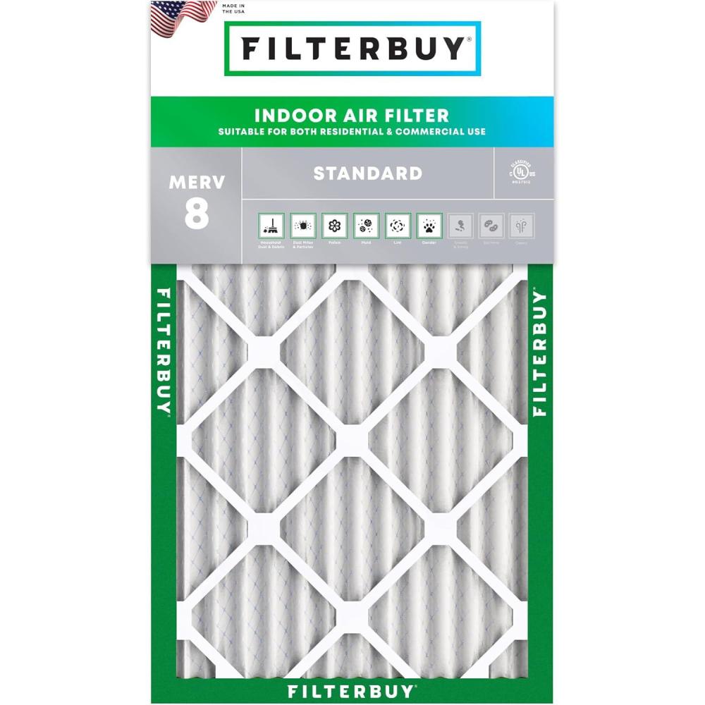 imageFilterbuy 12x305x2 Air Filter MERV 8 MPR 700 Dust Defense Replacement 1Pack Electrostatic Pleated HVAC AC Furnace Filters Made in USA Actual Size 1200 x 3050 x 175