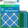 imageFilterbuy 10x15x1 Air Filter MERV 13 MPR 1900 Health Defense Replacement 12Pack Electrostatic Pleated HVAC AC Furnace Filters Made in USA Actual Size 950 x 1450 x 075