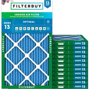 imageFilterbuy 1125x2325x1 Air Filter MERV 13 MPR 1900 Health Defense Replacement 12Pack Electrostatic Pleated HVAC AC Furnace Filters Made in USA Actual Size 1125 x 2325 x 075