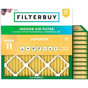 imageFilterbuy 115x115x1 Air Filter MERV 11 MPR 1200 Allergen Defense Replacement 12Pack Electrostatic Pleated HVAC AC Furnace Filters Made in USA Actual Size 1150 x 1150 x 075