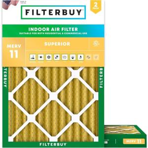 imageFilterbuy 14x18x2 Air Filter MERV 11 MPR 1200 Allergen Defense Replacement 2Pack Electrostatic Pleated HVAC AC Furnace Filters Made in USA Actual Size 1350 x 1750 x 175