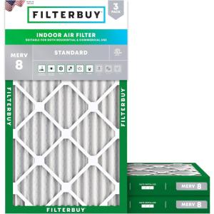 imageFilterbuy 14x36x2 Air Filter MERV 8 MPR 700 Dust Defense Replacement 3Pack Electrostatic Pleated HVAC AC Furnace Filters Made in USA Actual Size 1350 x 3550 x 175