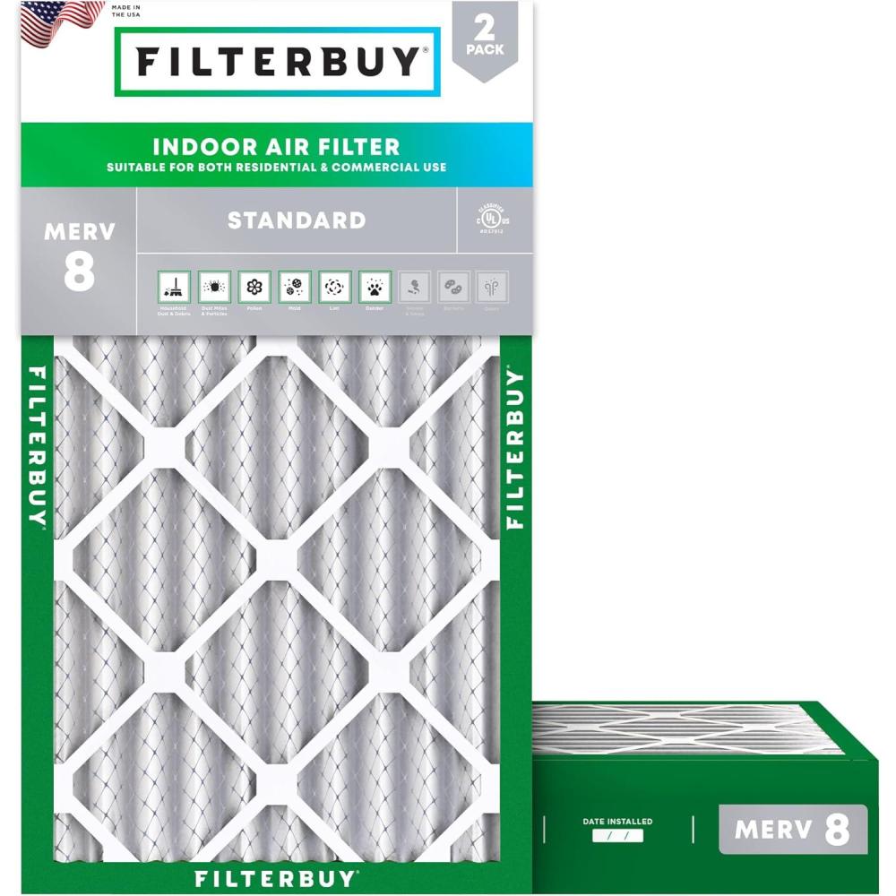 imageFilterbuy 14x22x4 Air Filter MERV 8 Essential Dust ampamp Allergy Defense 2Pack Electrostatic Pleated HVAC AC Furnace Filters Replacement Made in USA Actual Size 1400 x 2200 x 363