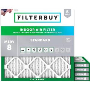 imageFilterbuy 1525x1525x1 Air Filter MERV 8 Essential Dust ampamp Allergy Defense 5Pack Electrostatic Pleated HVAC AC Furnace Filters Replacement Made in USA Actual Size 1525 x 1525 x 075