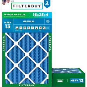 imageFilterbuy 15x15x1 Air Filter MERV 13 Optimal Smoke ampamp Allergy Defense 2Pack Electrostatic Pleated HVAC AC Furnace Filters Replacement Made in USA Actual Size 1500 x 1500 x 07516x25x4