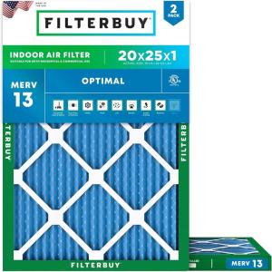 imageFilterbuy 15x15x1 Air Filter MERV 13 Optimal Smoke ampamp Allergy Defense 2Pack Electrostatic Pleated HVAC AC Furnace Filters Replacement Made in USA Actual Size 1500 x 1500 x 07520x25x1