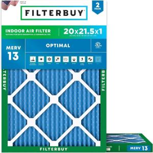 imageFilterbuy 15x15x1 Air Filter MERV 13 Optimal Smoke ampamp Allergy Defense 2Pack Electrostatic Pleated HVAC AC Furnace Filters Replacement Made in USA Actual Size 1500 x 1500 x 07520x215x1